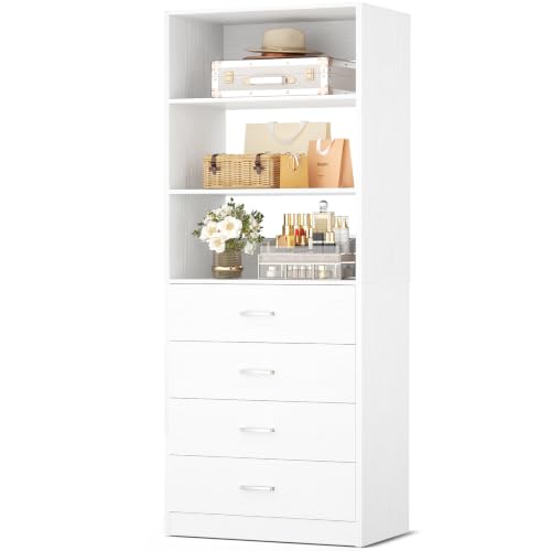 Closet Drawers System, 21.3" Wood Closet Organizer with 4 Drawers