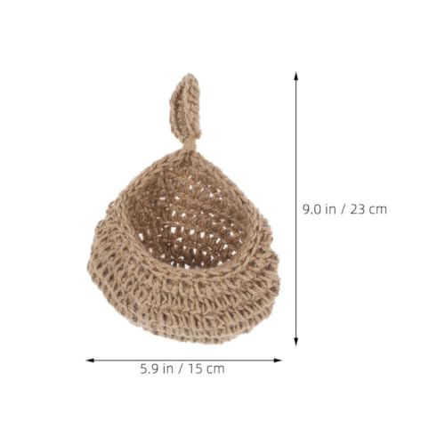 Bohemian Woven Hanging Wall Basket, Jute Cotton Rope, 23x15x10cm - view 2
