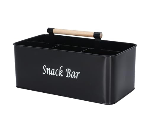 Snack Box Container for Countertop, Pantry Storage Bin with Handles, Snack Bar Organizer for Candy, 4-Compartment Food Container, Plastic Storage Bins for Kitchen, Office - view 2