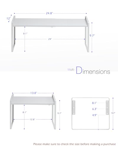 Cabinet Shelf Riser, Adjustable Cabinet Organizer, 12" Deep White - view 3