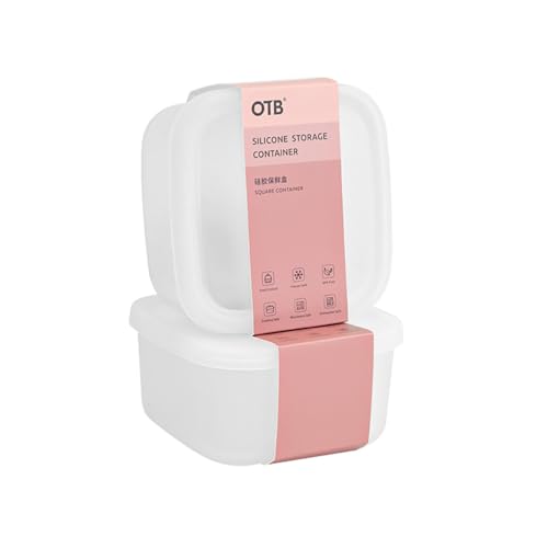 Set of 2 Reusable Silicone Containers Clear, Nesting Leak-free Silicone Food Storage Boxes, BPA Free, Airtight, Dishwasher and Freezer Safe