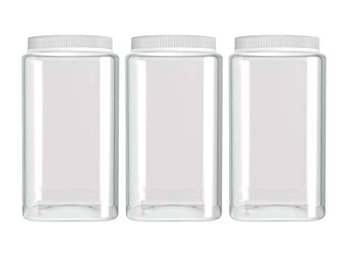 Silicook Clear Plastic Jar, Set of 3-30oz, Square Shaped, Transparent, Food Storage Container, Kitchen & Household Organization for Dry goods, Spices, Vegetables, Ingredients and More