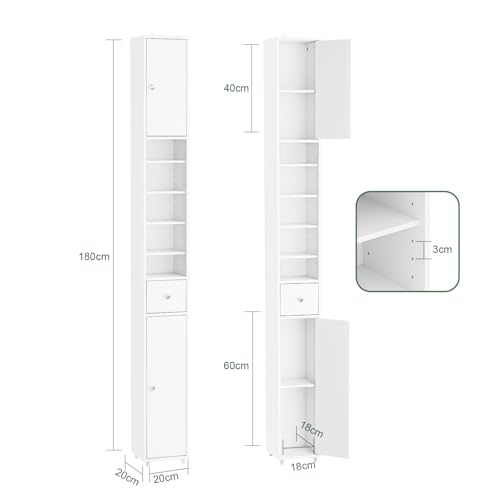 Tall Bathroom Storage Cabinet, 7.8 x 7.8 x 70.8 in, White - view 2