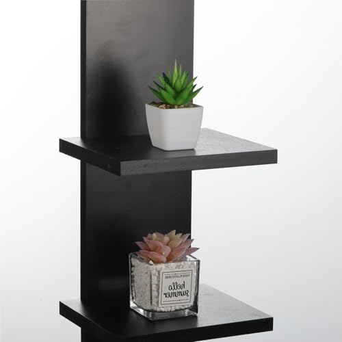 7 Tier Wall Shelf Unit - Lack Floating Shelf, Compact Display Floating Shelf, Vertical Column Wall Decor Mount Floating Storage Organizer Tall Tower Shelf for Bedrooms, Living Rooms(Black) - view 7