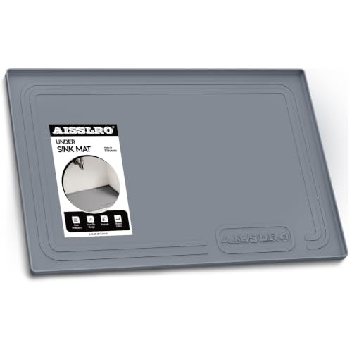 Waterproof Under Sink Mat 34"x22", Silicone Mat, Dark Gray