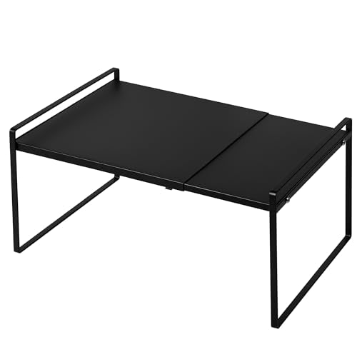 Expandable Shelf for Cabinets, Cabinet Shelf Riser, 12" Black