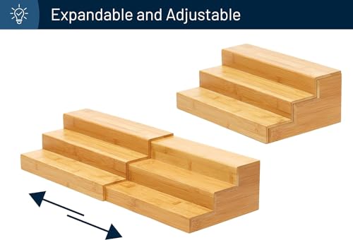 Bamboo Expandable Spice Rack Organizer, 3-Tier Adjustable, Pack of 2 - view 4