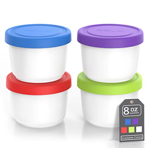 8oz Mini Ice Cream Containers - Set of 4 (Multicolor)