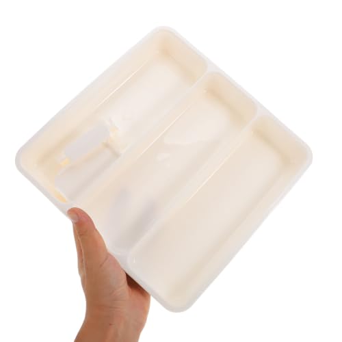 White 6 Slot Expandable Plastic Utensil Drawer Organizer Tray - view 4