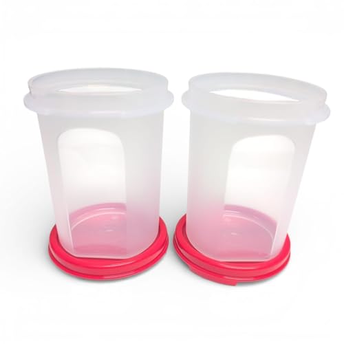 Eidgenosse 440 ml Spice Container Set Coffee Pods Round Compact Container Storage Modular Fridge System Red 440 ml Red Transparent Set of 2