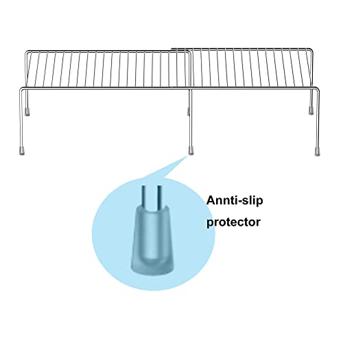 Expandable Kitchen Cupboard Organiser, 2-Piece Adjustable Freezer Cabinet Storage Wire Shelf Rack Rustproof Metal Shelves Space Saver for Countertop Pantry Drawer Utensils - view 6