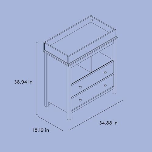 Alpine 2 Drawer Changing Table Chest, White - view 3