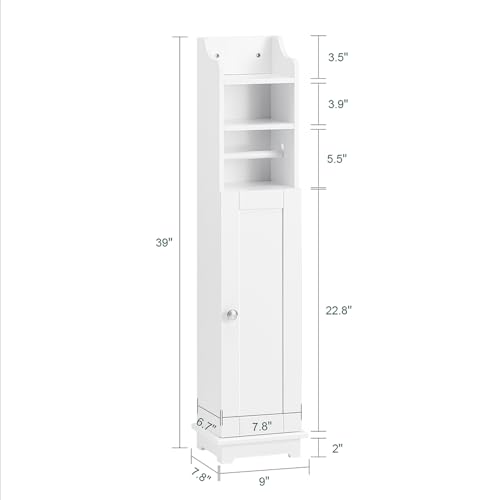 Haotian Toilet Paper Storage Cabinet, 7.8 x 9 x 39 in, White - view 2