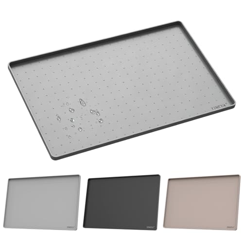 24" x 16" Silicone Under Sink Mat Waterproof, 0.6" Raised Edge(Gray)