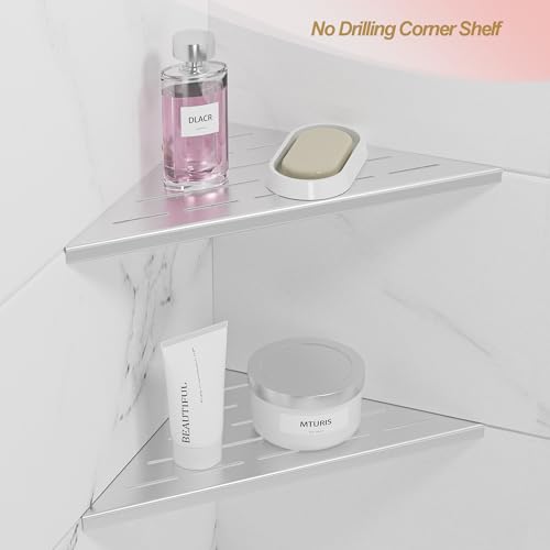 10 Inch Brushed Corner Wall Shelf for Tile Wall Insert, Set of 2 - view 6