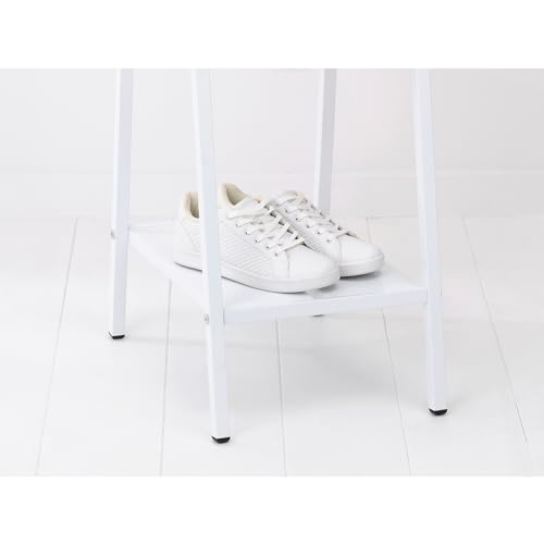 Linn Clothes Rack, Compact - Free Standing Clothing Rail - Clothes Storage - Hang, Air, or Dry Clothes - Sturdy Steel Frame & Bamboo Rod - 19 x 13 x 67 inches - White - view 6