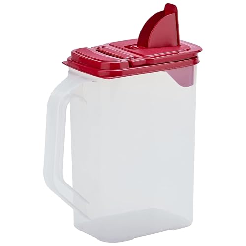 Clear Pantry Storage Container, Dry Storage, 4 Quart, Red Lid