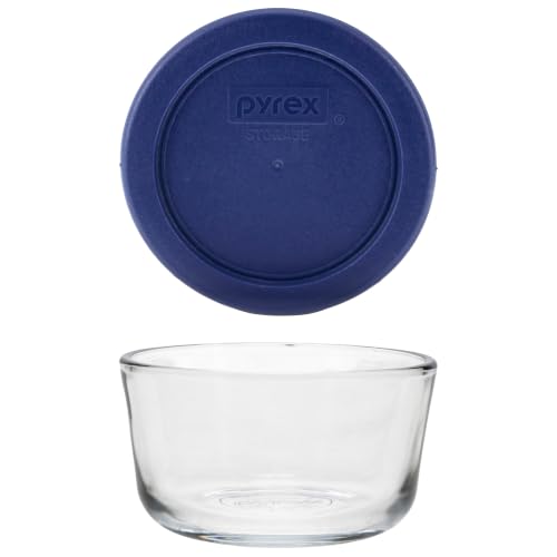 7202 1-Cup Glass Bowls & Dark Blue Lids (4-Pack) - Made in USA - view 4