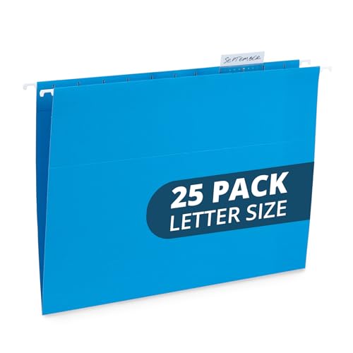 25 Hanging File Folders, Letter Size, Blue