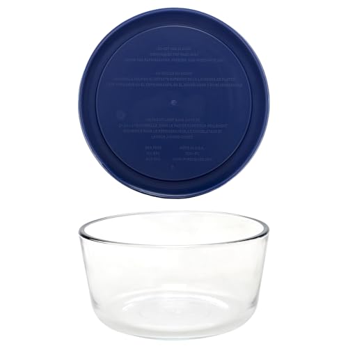 (2 7201 4-Cup Glass Bowls with (2) 7201-PC Blue Lids - Made in USA - view 3