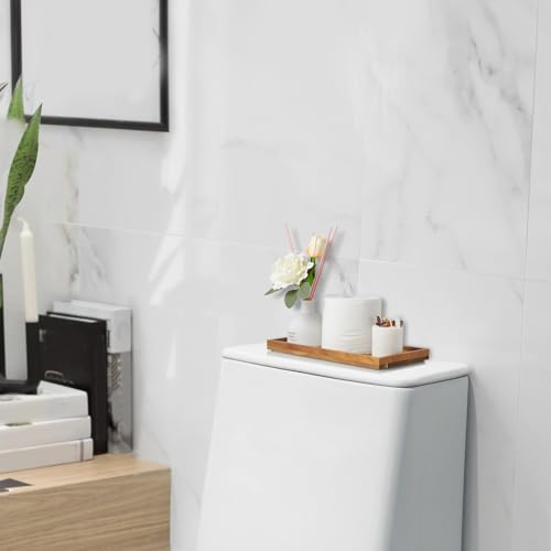 11.7" Bathroom Vanity Tray for Counter - Acacia Wood Decorative Tray for Toilet Tank Makeup Perfume Jewelry Catchall Coffee Table - Wooden Kitchen Countertop Organizer for Soap Dispenser - view 2