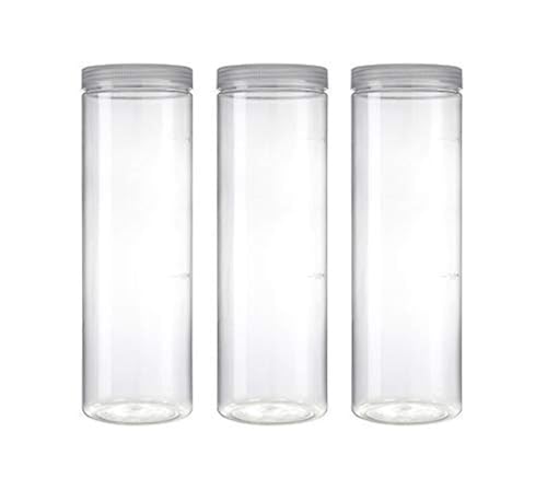 Silicook Clear Plastic Jar, Set of 3-40oz, Round Shaped, Transparent, Food Storage Container, Kitchen & Household Organization for Dry goods, Noodles, Spices and More