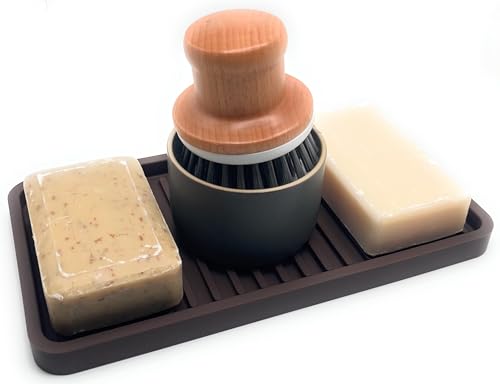 Silicone Sink and Surface Organizer Tray, Sponge Holder, Vanity Tray, Trivet, Heat Safe, Dishwasher Safe, for Bathroom and Kitchen Organization (Dark Chocolate, 10"x5.25") - view 2