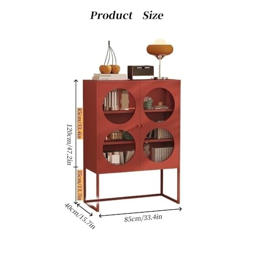 Heavy Duty Metal Pantry Cabinet, Glass Door Sideboard with Adjustable Shelves for Kitchen & Office, Steel Buffet Storage Unit with Spacious Top - view 2