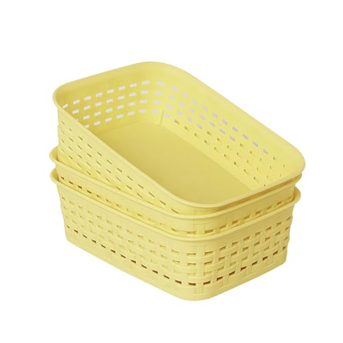 Plastic Storage Baskets for Cabinets, Household Pantry Organization with Handle,Organizer Bins for Room,Bathrooms,Under-Sink,Kitchen (White, XS-3PACK) - view 6