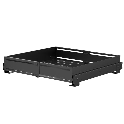 Pull Out Cabinet Organizer, Expandable Width 13"-22", Heavy Duty Metal Slide Out Drawers for Cabinets, Expandable Cabinet Pull Out Shelves for Kitchen, Pantry, Bathroom, Black