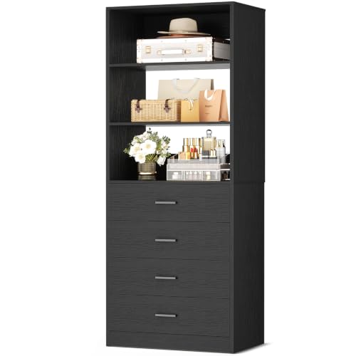 Closet Drawers System, 21.3" Wood Closet Organizer with 4 Drawers