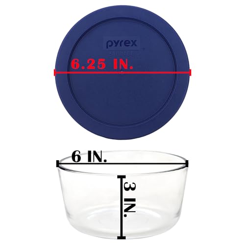 (2 7201 4-Cup Glass Bowls with (2) 7201-PC Blue Lids - Made in USA - view 6