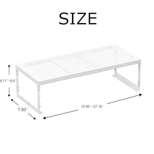 Adjustable Expandable Metal Storage Shelf, Standing Shelf Unit for Kitchen Cabinet Pantry Countertop, Space Saving Shelf Riser and Organizer(1 Pack/White,Medium) - view 3