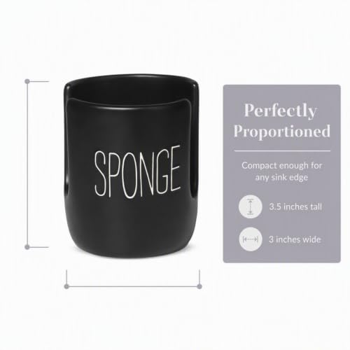 Bistro Ceramic Sponge Holder for Kitchen Sink, Black Sponge Caddy - view 3