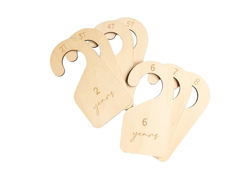 Modern Double-Sided Toddler Closet Dividers, Child Closet Organizers – Set of 7 Durable Kids Closet Size Hangers