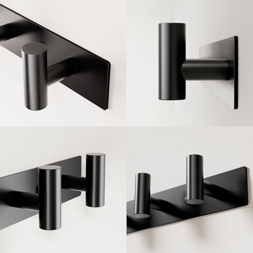 Black Wall Mounted Coat Rack – 5 T-Shaped Hooks on 16.5" Rail, (1 Pack) - view 5