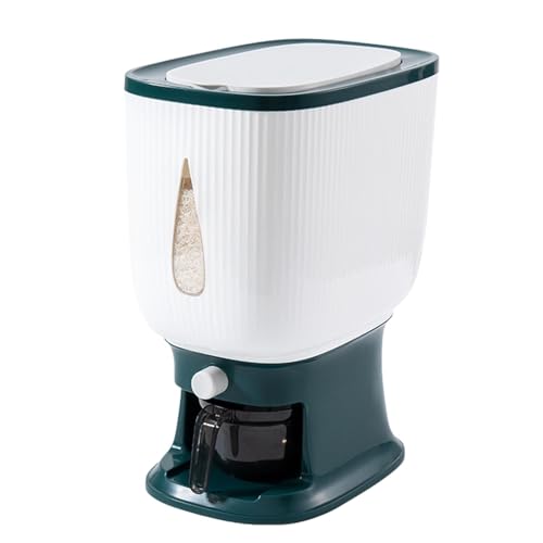 Rice Dispenser Container 10Kg, Large Cereal Dry Food Storage Containers with Measuring Cup, Household Cereal Dispenser Bucket for Rice Corn Soybean Kitchen Pantry