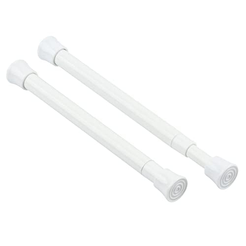 Small Spring Tension Curtain Rod 7.5 to 11.5 Inch, 2 Pack, White