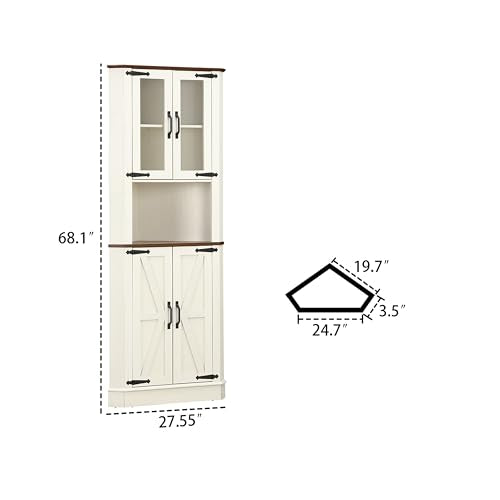 68'' Farmhouse Corner Storage Cabinet with Adjustable Shelf - view 2