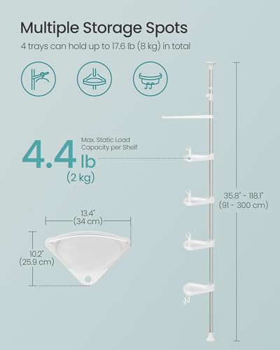 4-Tier Corner Shower Caddy Tension Pole for Bathroom - view 2
