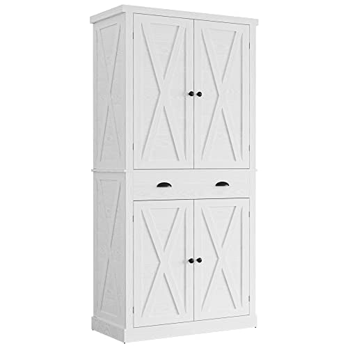 Kitchen Pantry Storage Cabinet, 72.6" H Cupboard, White