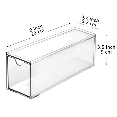 3 Drawers Plastic Kitchen Pantry Stackable Storage Organizer, Plastic Tea Packet Organizers, Stackable Tea Bag Holder, 9" x 3" x 3.5" (Pack of 2) - view 2