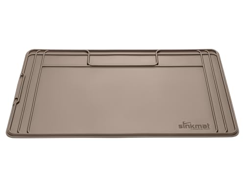 Sink Mat - Waterproof Under Sink Liner Mat for Kitchen Bathroom – 46” x 22” Inches - Durable, Flexible Tray – Home Undersink Organizer Must Haves, Tan, Made from Plastic