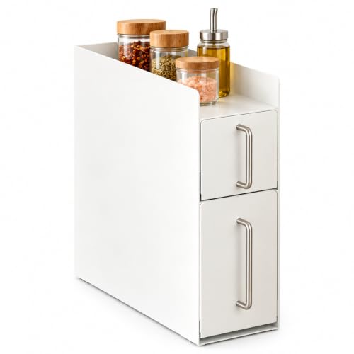 Pull Out Spice Rack Organizer – 3 Tier Sliding Drawer, No Assembly Steel Kitchen Countertop Storage for Tall Bottles, Condiments & Seasonings, Compact Pantry Organizer
