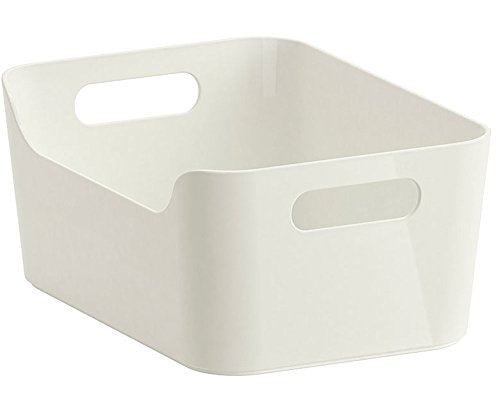 Pantry Organization And Storage Baskets, Open Storage Box Under Sink Organizers,Kitchen Cabinet and Pantry Storage Organizer Bin - two cut-out handles that make 9.4 x 6.7 x 4.3 Inches (White)