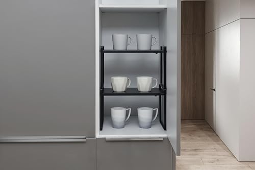 Expandable Shelf for Cabinets, Cabinet Shelf Riser, 12" Black - view 6