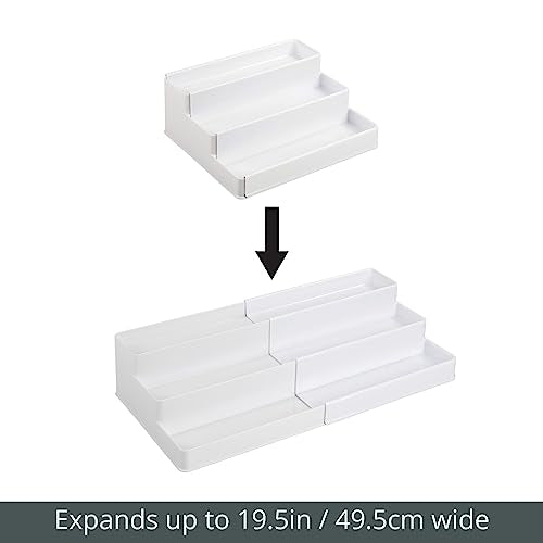 Plastic Expandable 3-Tier Shelf Rack Organizer - Storage for Bathroom Vanity, Cabinet, Cupboard, Drawer - Holds Medicine, Vitamins, Supplements, Cosmetics - Ligne Collection - White - view 4