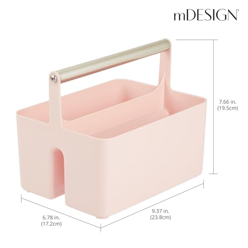 Under Sink Storage – Plastic and Metal Bathroom Caddy for Shampoo and Soaps – Portable Cosmetics Storage Organiser – Blush/Satin - view 4