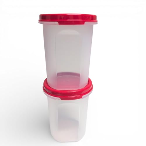 Eidgenosse 440 ml Spice Container Set Coffee Pods Round Compact Container Storage Modular Fridge System Red 440 ml Red Transparent Set of 2 - view 2