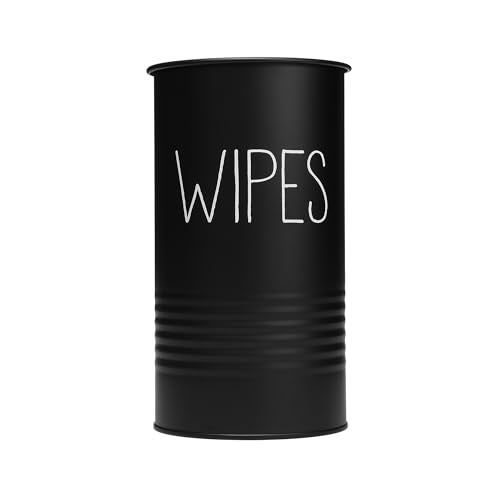 Wipe Holder for Kitchen/Bathroom Counter, Disinfectant Wipe Container, Farmhouse Kitchen Decor, Vintage Countertop Wipe Storage Organizer Caddy, with Matte Black